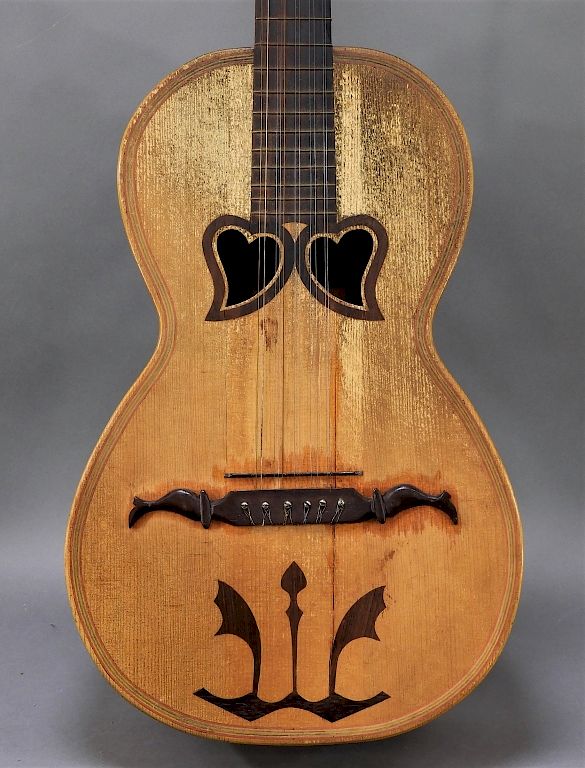 Appraisal: John Vertente Massachusetts Folk Art Guitar Massachusetts th Century Twelve