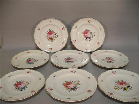 Appraisal: EIGHT DERBY DINNER PLATES Iron red crown crossed batons a