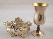 Appraisal: A small silver goblet and a small condiment pot both