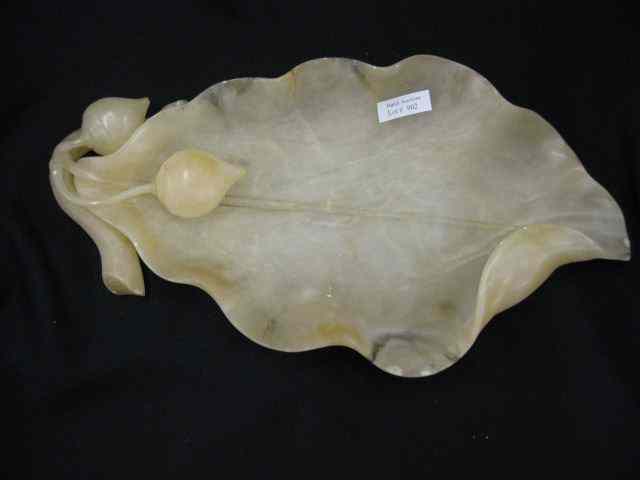 Appraisal: Carved Alabaster Figural Dish leaf and fruit design '' x