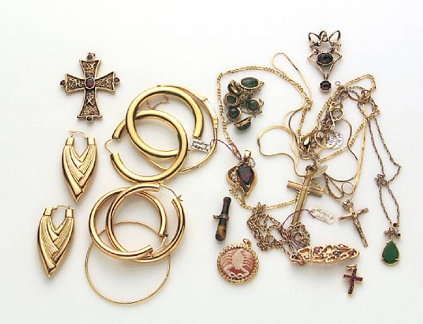 Appraisal: A collection of assorted stone and gold jewelery gross weight