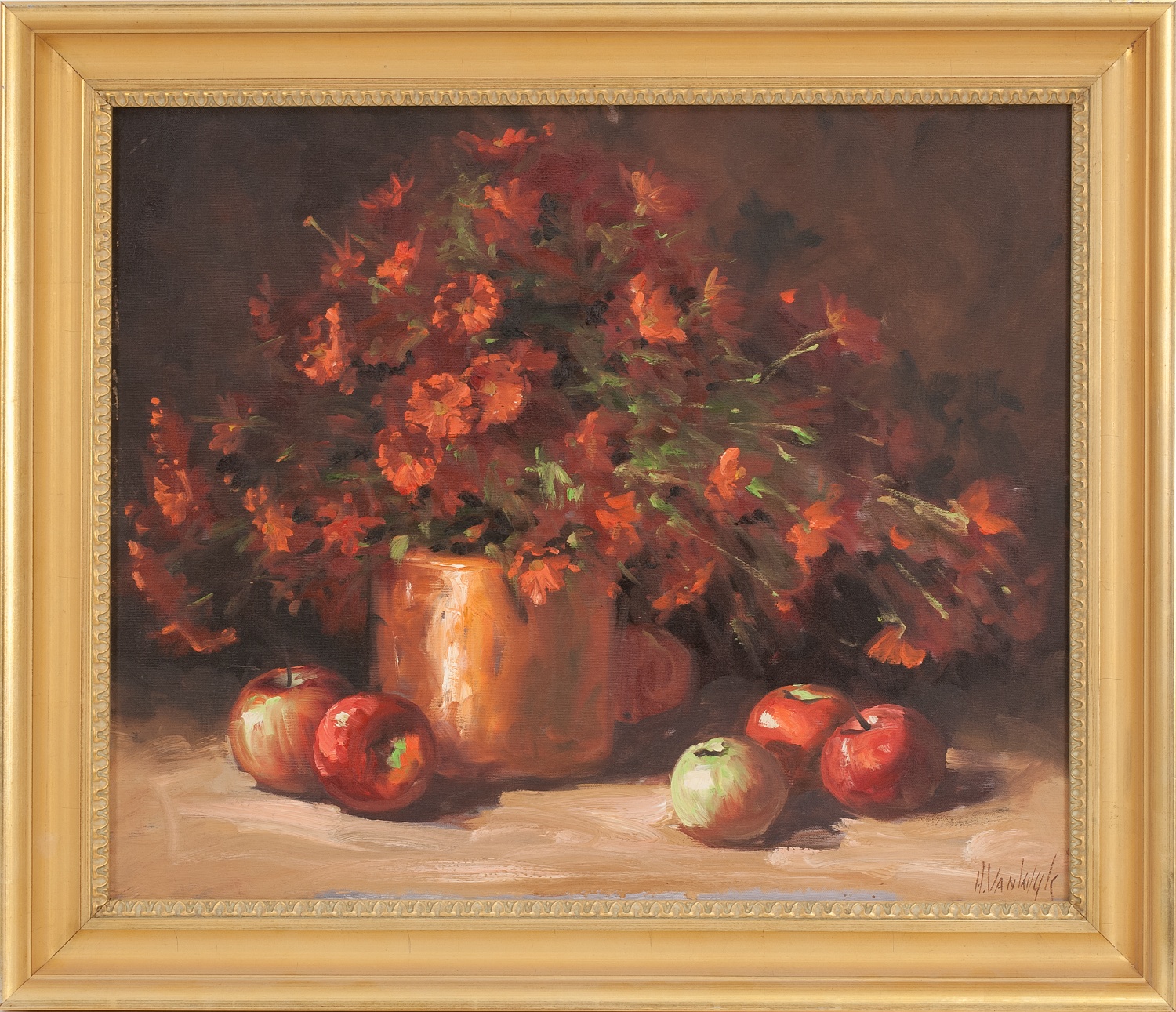 Appraisal: HELEN VAN WYKAmerican - Still life of apples flowers and