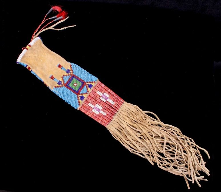 Appraisal: Sioux Beaded and Quilled Tobacco Bag th C This is