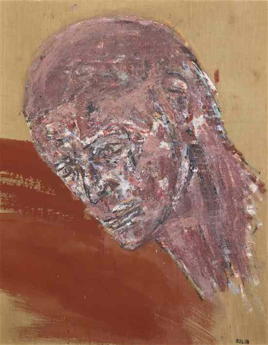 Appraisal: Leon Golub American - Head II acrylic on unprimed canvas