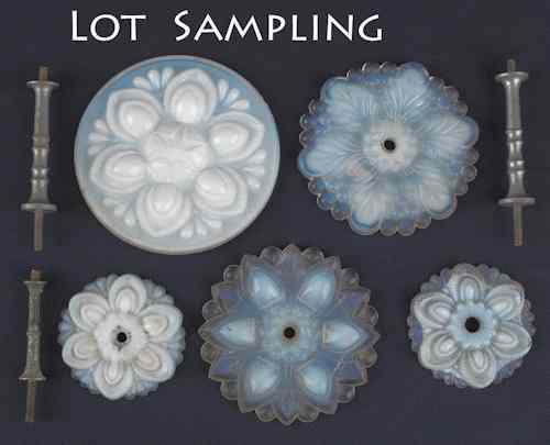 Appraisal: Ten opalescent glass curtain tiebacks probably sandwich together with colorless