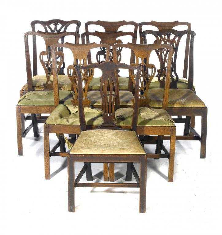 Appraisal: A SET OF SIX GEORGE III OAK DINING CHAIRS with