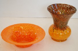 Appraisal: ART GLASS VASE AND BOWL PROBABLY MONART