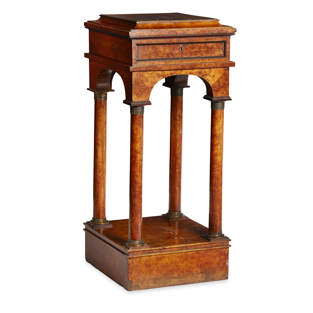 Appraisal: SCOTTISH GEORGE IV BURR WALNUT AND ELM SCULPTURE STAND ATTRIBUTED