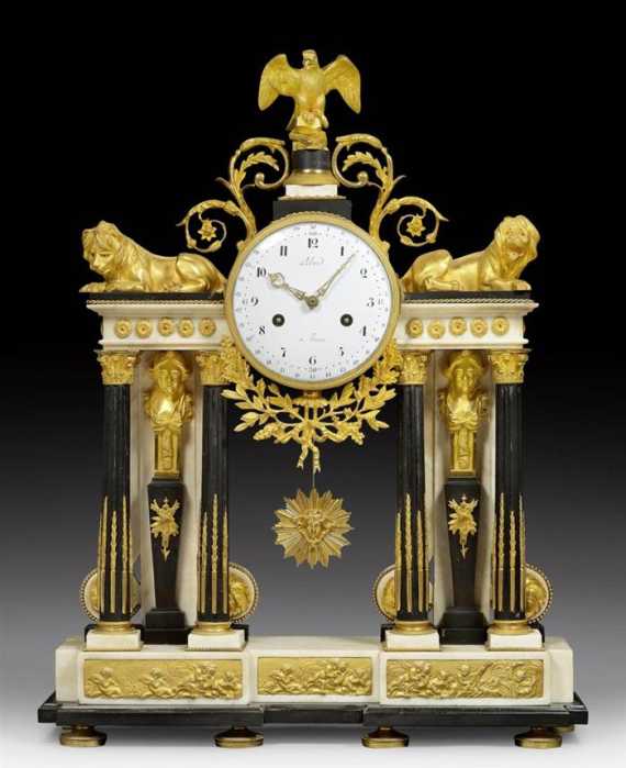 Appraisal: PORTAL CLOCK AUX LIONS late Louis XVI the dial signed