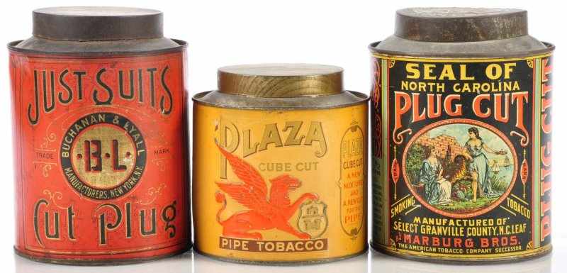 Appraisal: Lot of Small Top Tobacco Canisters Description Very early lot