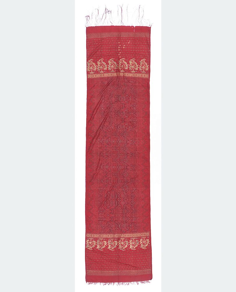 Appraisal: Fine Antique Silk Ikat Shoulder Cloth Kain Limar Beautiful kain