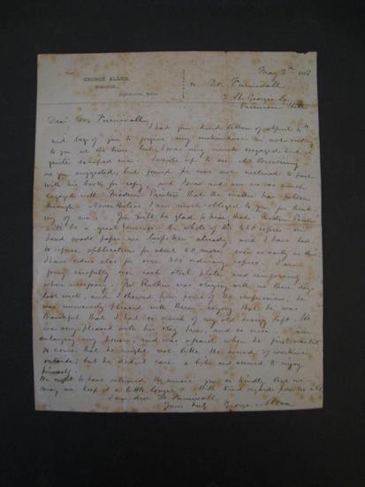 Appraisal: RUSKIN John - George ALLEN - Autograph letter signed Sunnyside