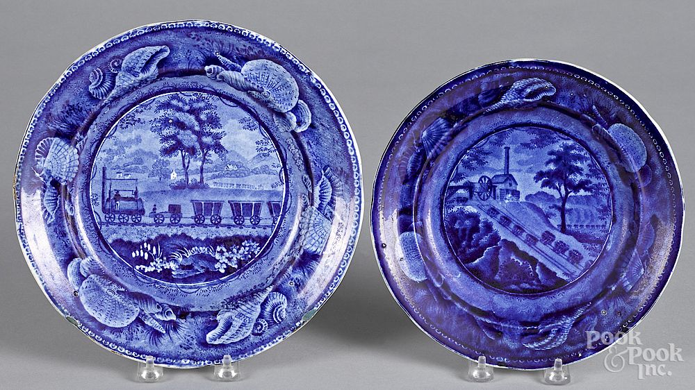 Appraisal: Two Staffordshire historical blue B O Railroad plates Exclusive on