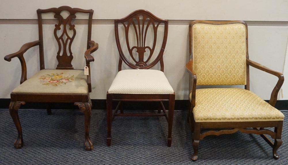 Appraisal: Chippendale Style Mahogany Armchair Federal Style Mahogany Side Chair and