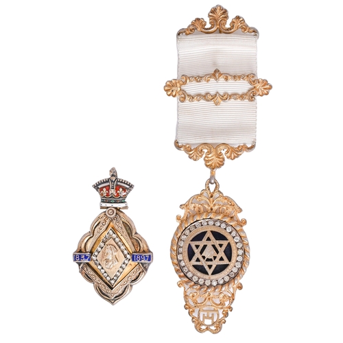 Appraisal: Two masonic jewels comprising Queen Victoria's Diamond Jubilee silver gilt