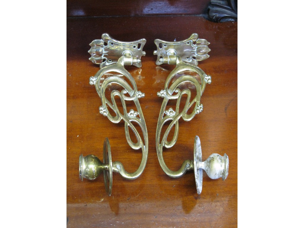 Appraisal: Pair of Art Nouveau brass candle arms