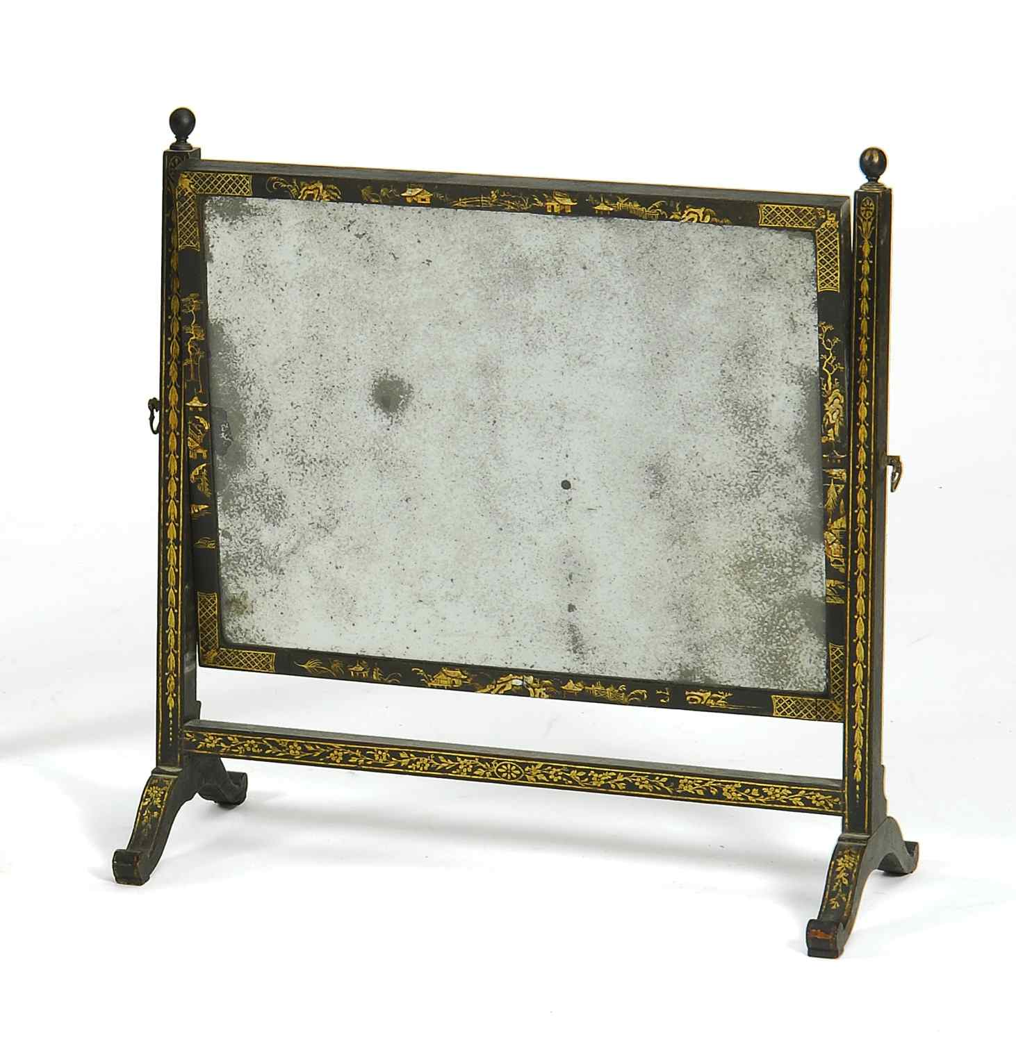 Appraisal: ANTIQUE FEDERAL CHINOISERIE-DECORATED TABLE-TOP MIRROREarly th CenturyWith black finish Height