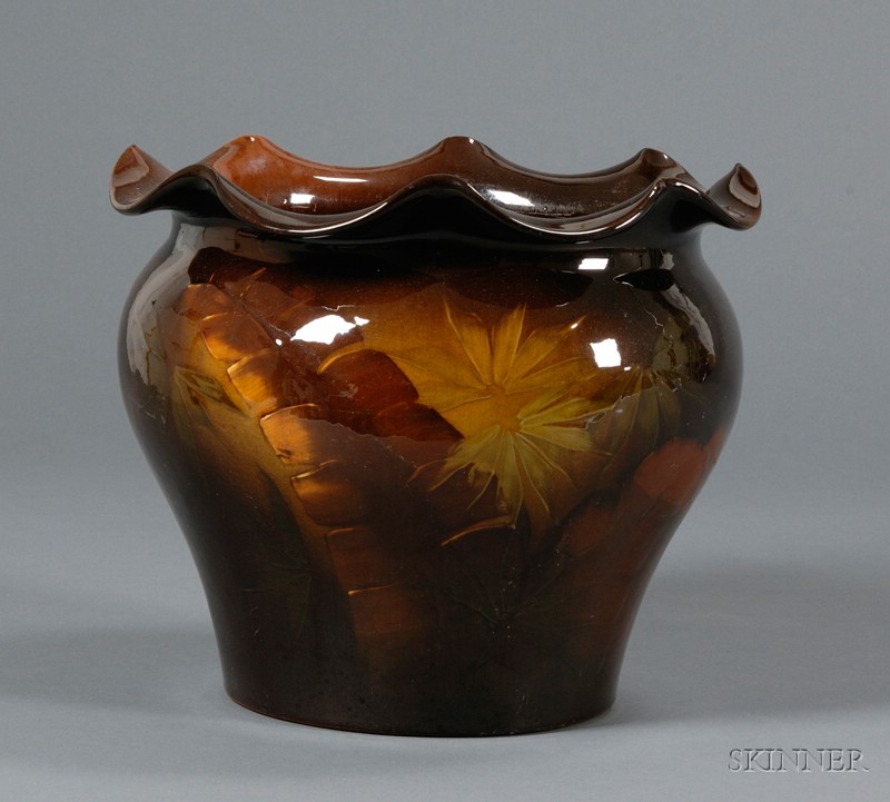 Appraisal: Art Pottery Standard Glaze Jardiniere circular form with swollen shoulder