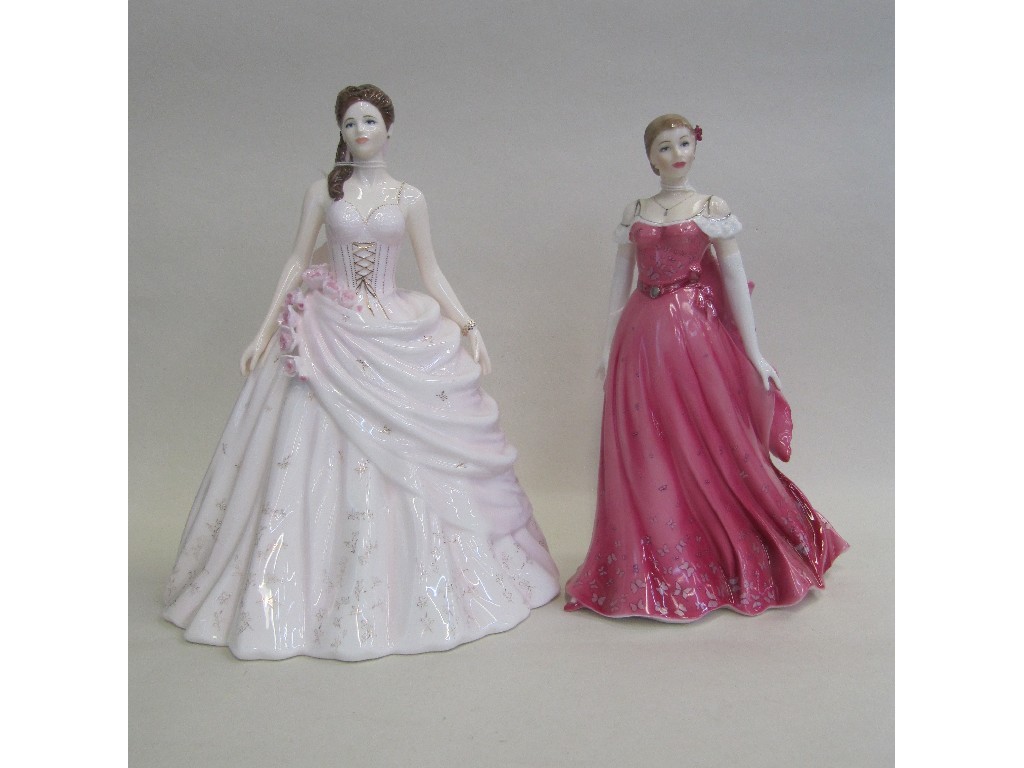 Appraisal: Two Royal Worcester figures Victoria Summer Ball miniature Coalport figures