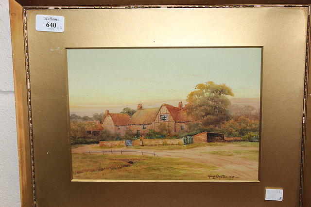 Appraisal: A SMALL WATERCOLOUR by G Oyston of a country farmhouse