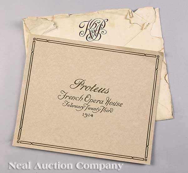 Appraisal: Mardi Gras Krewe of Proteus Invitation and Envelope with Lady's