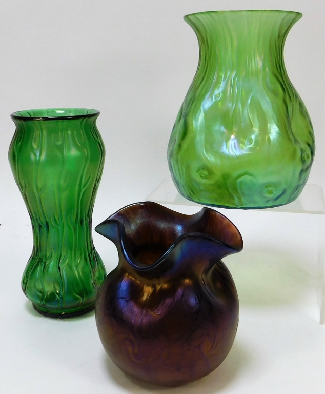 Appraisal: LOETZ RUSTICANA NEPTUNE BOHEMIAN ART GLASS VASES Bohemia th CenturyLot