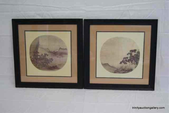 Appraisal: Chinese Landscape Calligraphy Art PrintsThese Chinese Landscape Calligraphy prints are