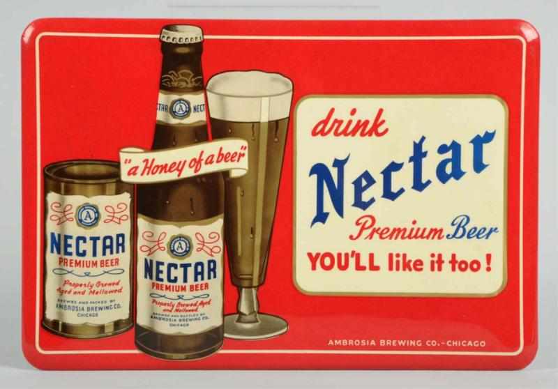 Appraisal: Nectar Beer Celluloid Over Cardboard Sign Clean bright example of