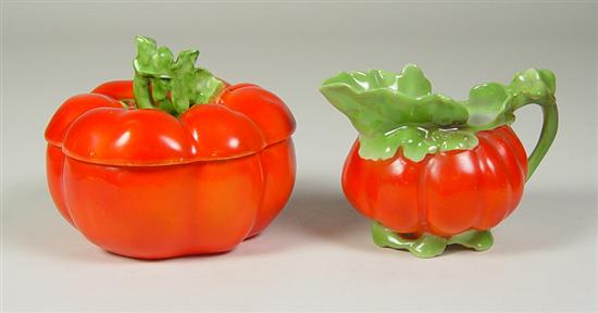 Appraisal: Royal Bayreuth Tomato Creamer Covered Dish high tomato creamer with