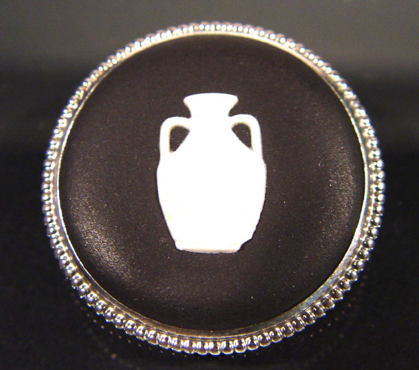 Appraisal: Wedgwood black and white Jasperware bar brooch set in a