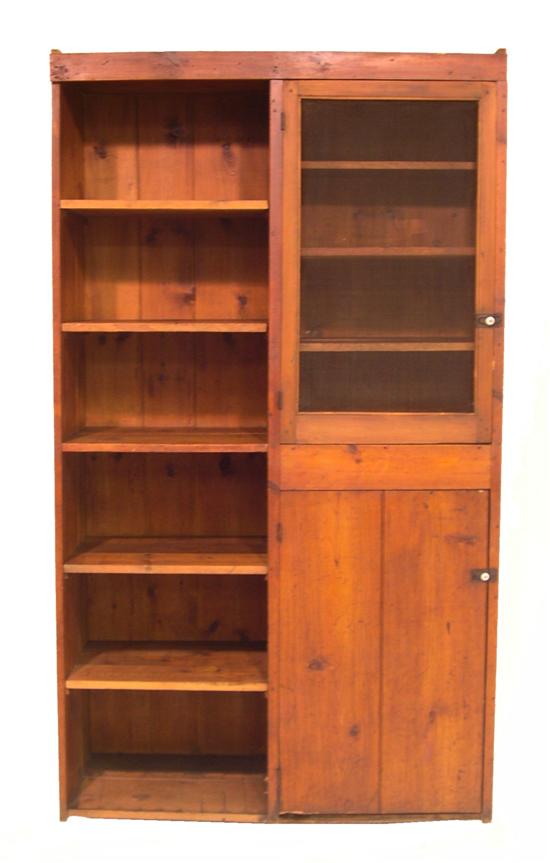 Appraisal: Pine cabinet with stained finish left side consists of six