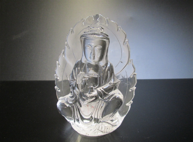 Appraisal: CHINESE ROCK CRYSTAL BUDDHA PAPERWEIGHT Height inches