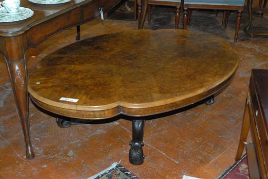 Appraisal: BURLED WOOD CENTER TABLE Burled wood center table