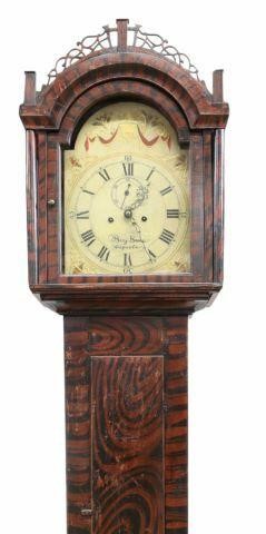 Appraisal: American grain-painted tall case clock face signed Benjamin Swan Augusta