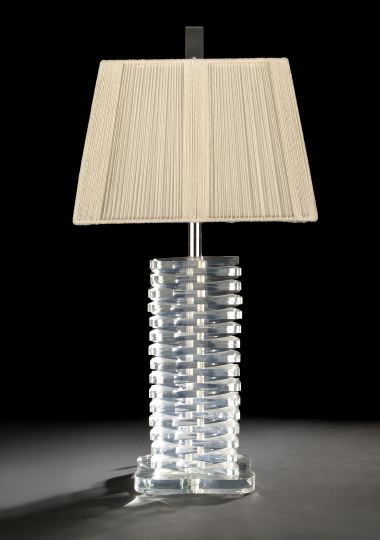 Appraisal: Dramatic Lucite Table Lamp comprised of thirty crisscrossed almond-shaped Lucite