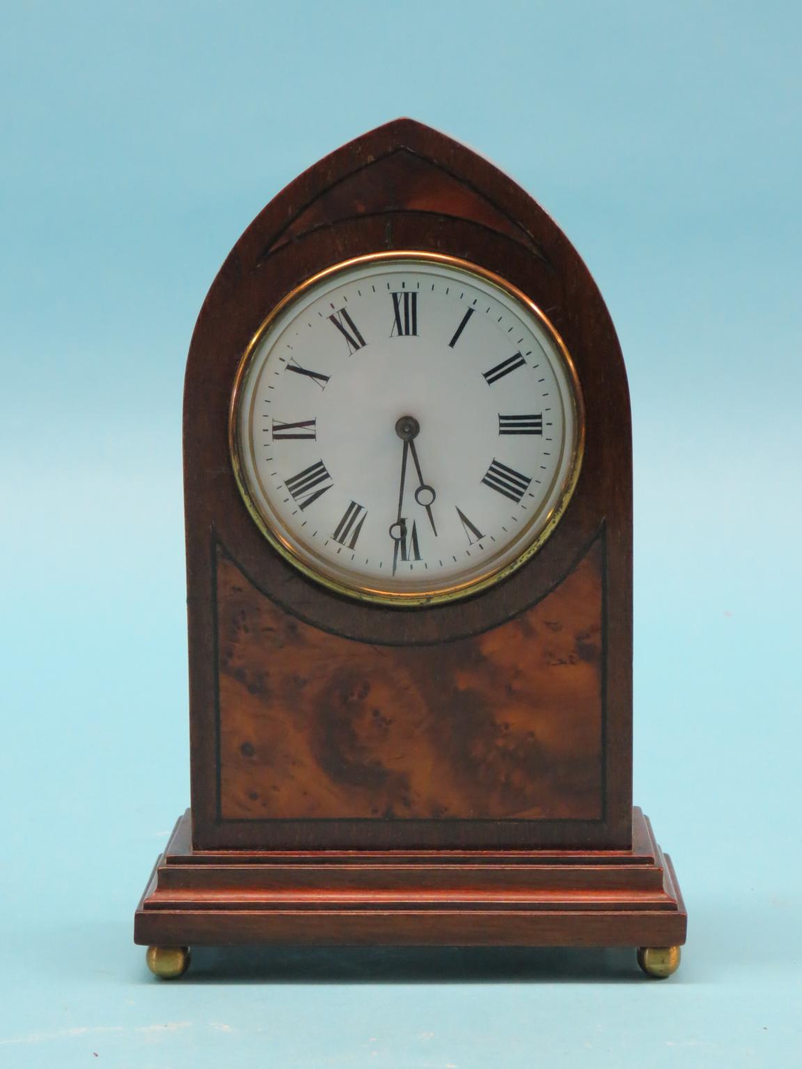 Appraisal: An Edwardian mahogany mantel clock enamelled dial with Breguet hands