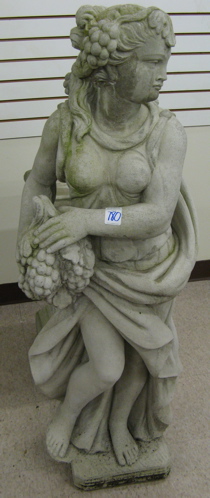 Appraisal: CLASSICAL GARDEN STATUE AND PEDESTAL lady holding grapes in hand