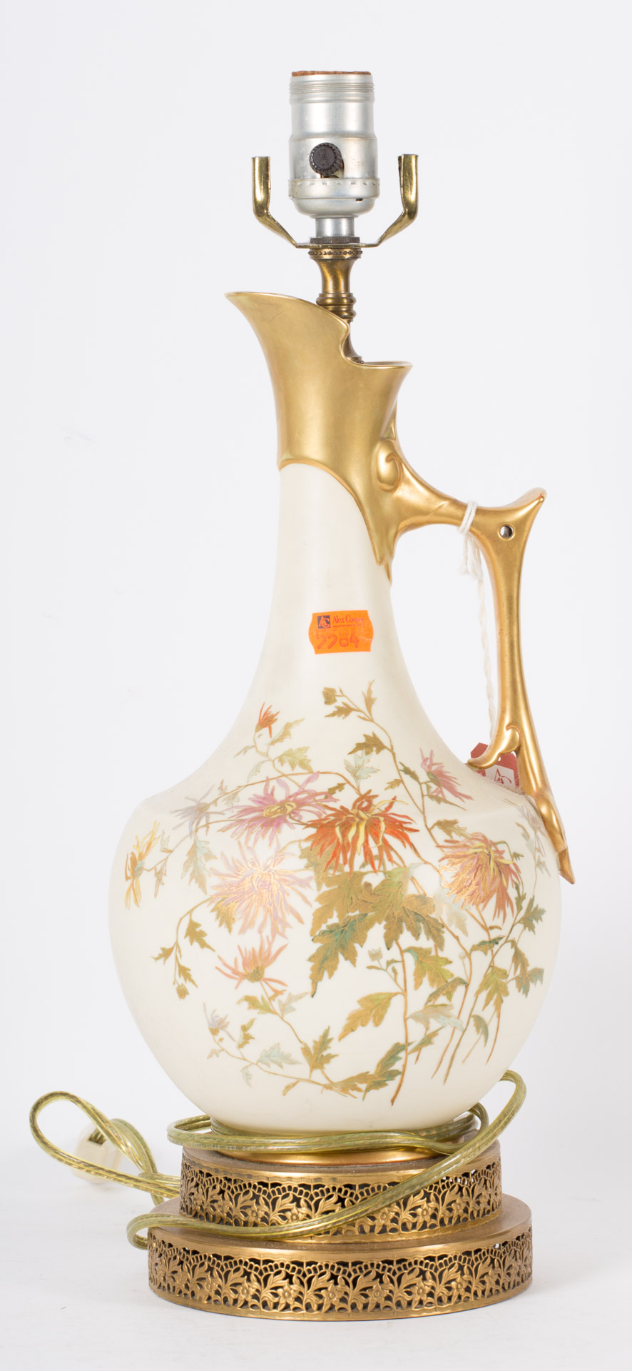 Appraisal: Royal Worcester porcelain ewer lamp late th early th century