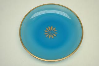 Appraisal: Gilded French Opaline Glass Dish Diameter inches