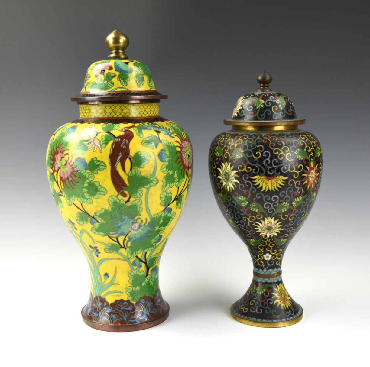 Appraisal: JAPANESE CLOISONNE BALUSTER VASES TH C A pair of Chinese