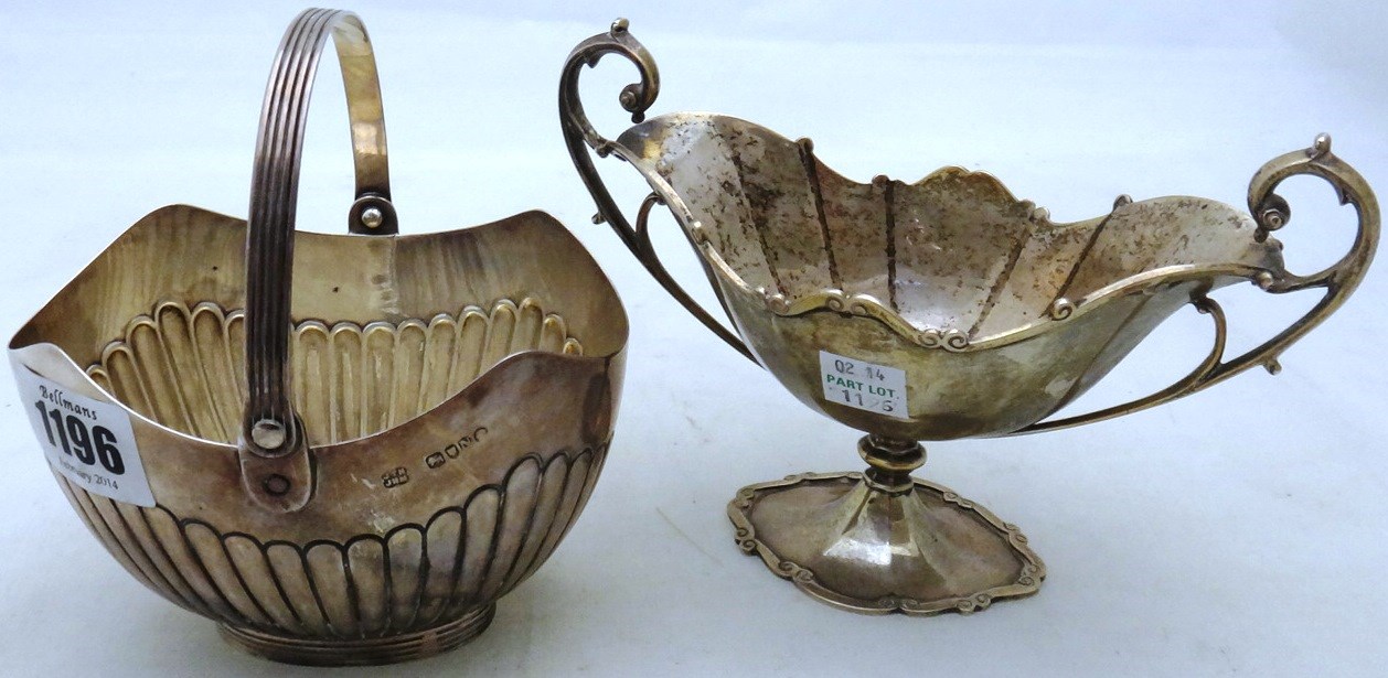 Appraisal: A Victorian silver sugar basket of oval form with partly