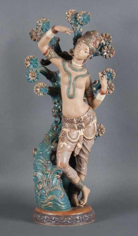 Appraisal: Lladro Gres Bali dancer modeled as female nude leaning against