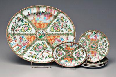 Appraisal: Six pieces Chinese famille rose all rose medallion oval platter