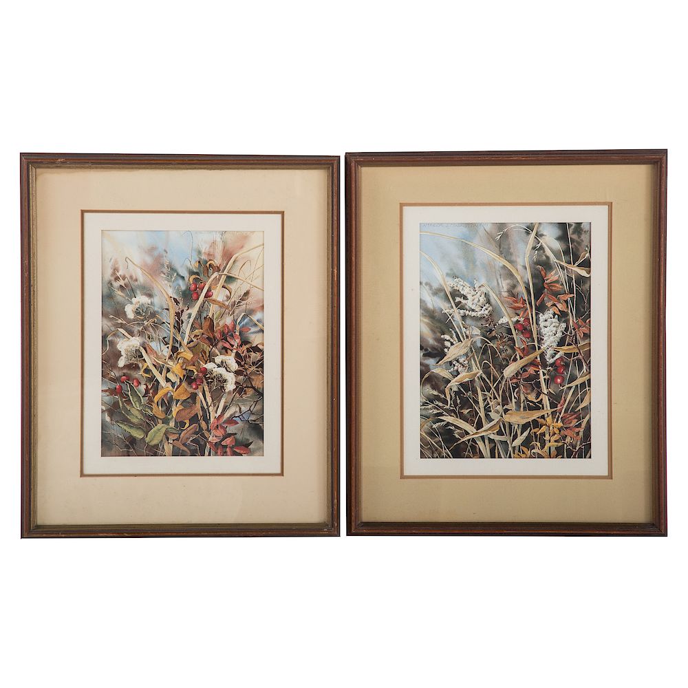 Appraisal: Nancy Taylor Stonington Pair of Botanicals American b Watercolors on