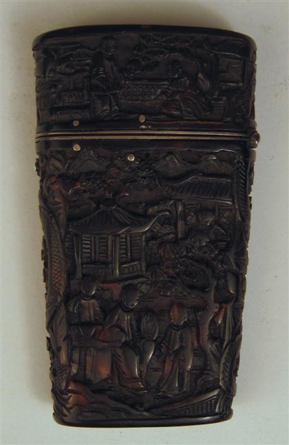 Appraisal: Chinese carved tortoiseshell match casecanton late th century