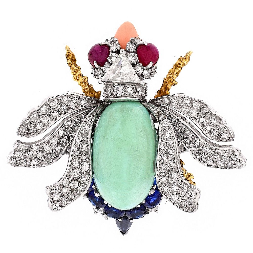 Appraisal: Multi Gemstone and K Bug Brooch Very Fine and Large