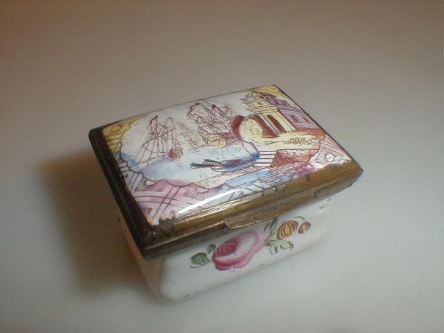 Appraisal: A thC French enamelled and gilt metal box of rectangular