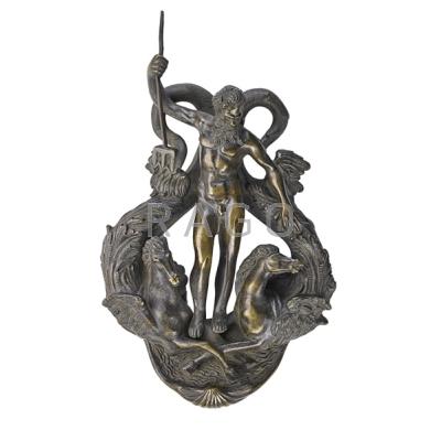 Appraisal: AFTER GIORDANO ANGELO Italian th c Bronze doorknocker with Neptune