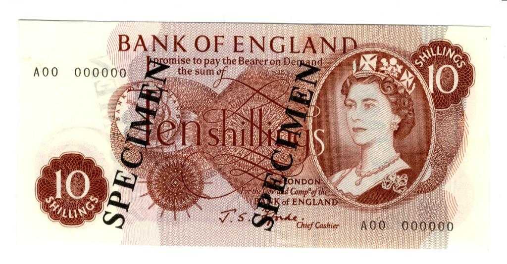 Appraisal: BANK OF ENGLAND J S FFORDE TEN SHILLINGS Serial no