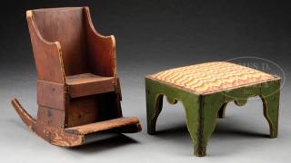 Appraisal: EARLY AMERICAN CHILD'S ROCKING SETTLE ARM CHAIR TOGETHER WITH AN